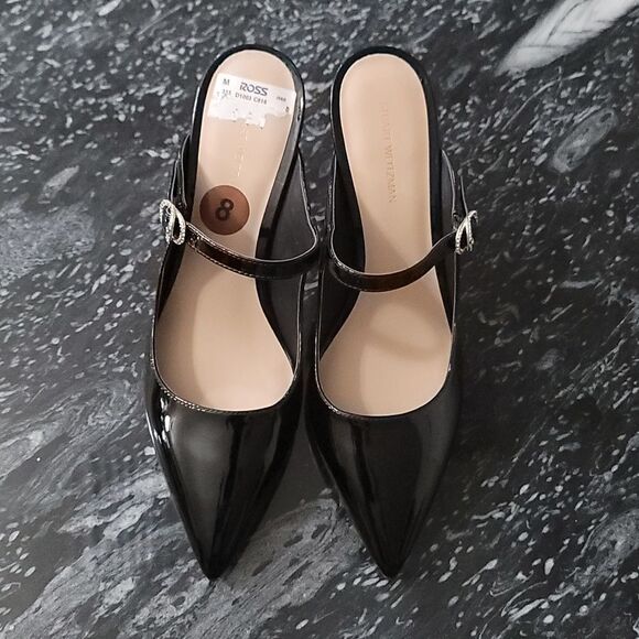 BRAND NEW STUART WEITZMAN CRYSTAL BUCKLE 75 PATENT MULE G1 - Picture 3 of 16